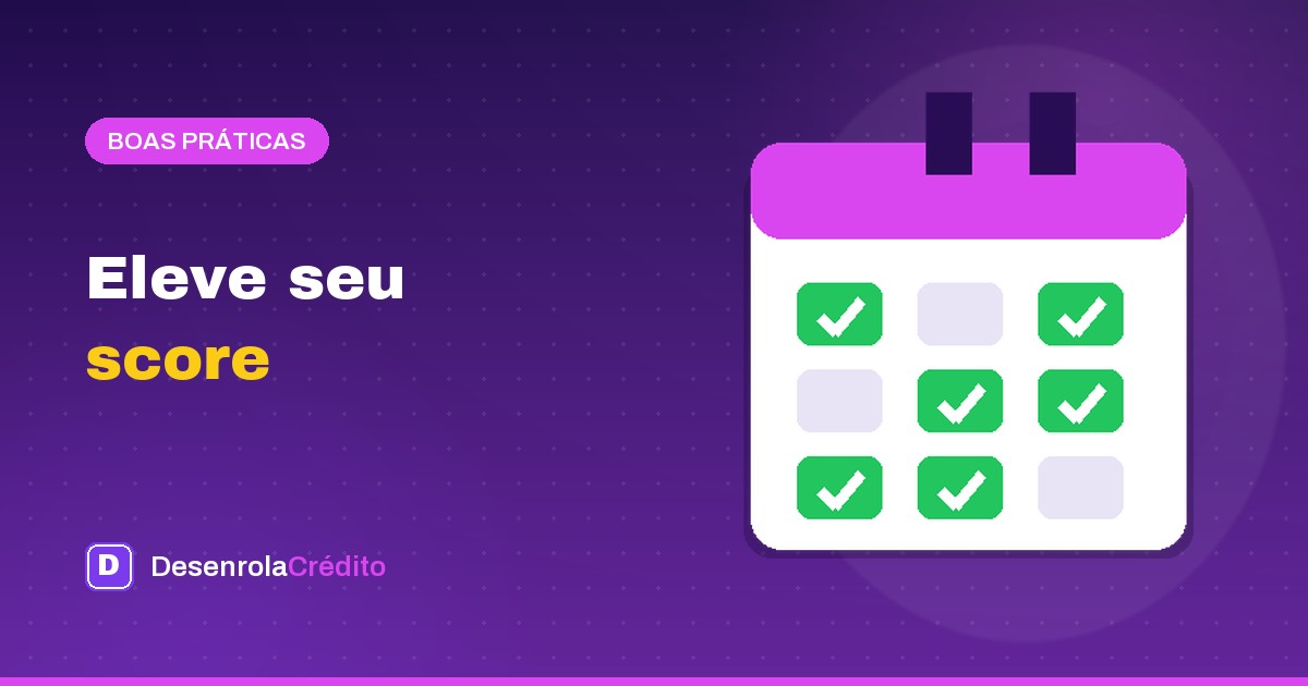 Ilustração editorial roxa sobre hábitos e rotina que elevam o score de crédito